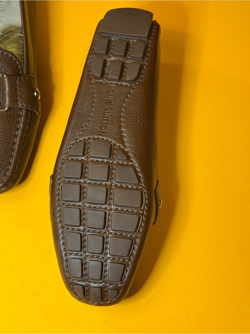 Louis Vuitton loafers Brown Leather Insole Detailing with Gold Stamp - Picture 8 of 15